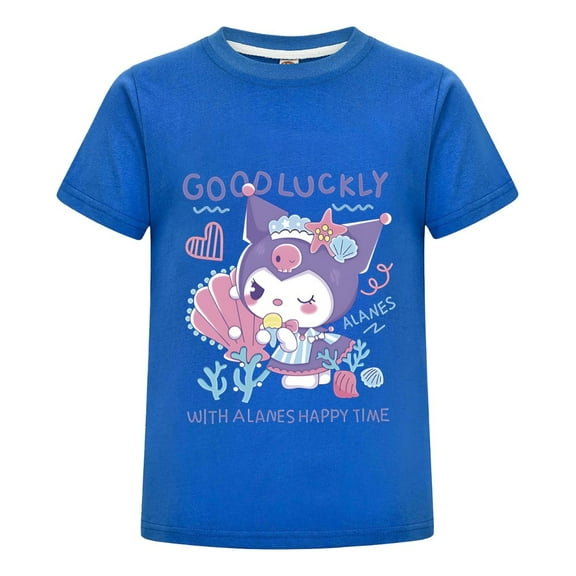 Kawaii Kuromi Kids T-Shirt - Cute Cartoon Anime Graphic Tee for Girls - Short Sleeve Cotton Top