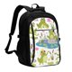 thumbnail image 1 of Balery Cartoon Frogs Mochila con carga USB para hombre y mujer - Mochila impermeable y antirrobo para laptop con puerto USB para viajes, trabajo, 1 of 7