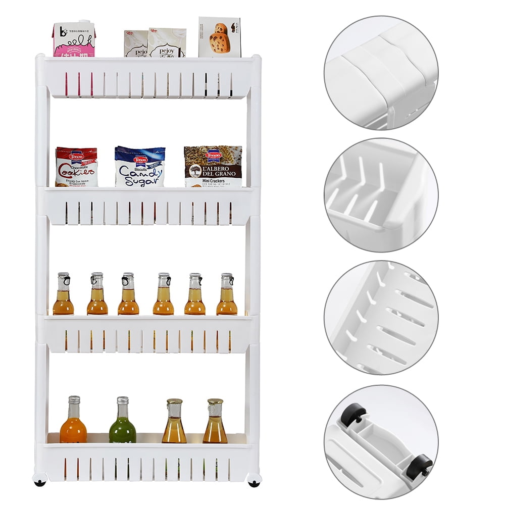 Private Jungle 4 Tier Rolling Cart – Narrow Space Wheels – Slim Slide Out Shelving Rack – Organization and Storage Furniture , White Private Jungle 4 Tier Rolling Cart – Narrow Space Wheels – Slim Slide Out Shelving Rack – Organization and Storage Furniture , White