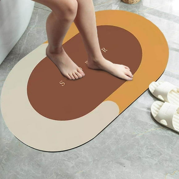 Tapis de Bain Antidérapant 40x60cm, Absorbant Rapide, Séchage Rapide, Épais pour Porte de Salle de Bain Ovale