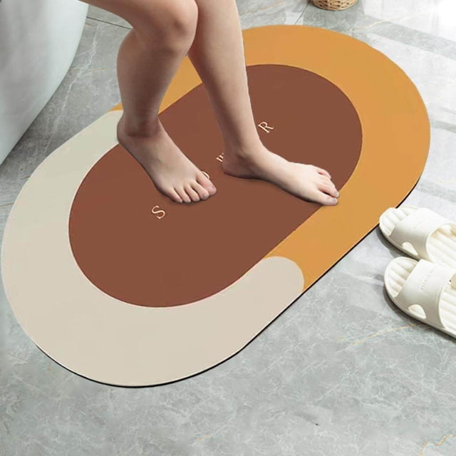 40x60cm Non Slip Bath Mat Quick Strong Absorbent Bath Mat Drying Bath Rugs Thick for Doorway Bathroom Oval B