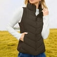 thumbnail image 2 of Womens Fall Fashion 2025 Puffer Jacket Womens Women Solid Puffer Sleeveless Zip Up Outerwear Stand Collar Quilted Jacket Warm Winter Waistcoat Jackets Coats With Pocket, 2 of 9