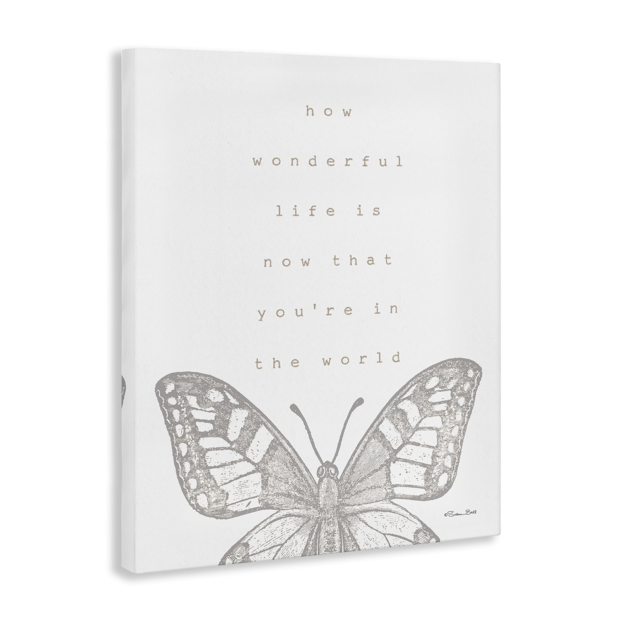 Stupell Industries Wonderful Life Phrase Animals & Insects Painting Gallery Wrapped Canvas Art Print Wall Art, 24 x 30