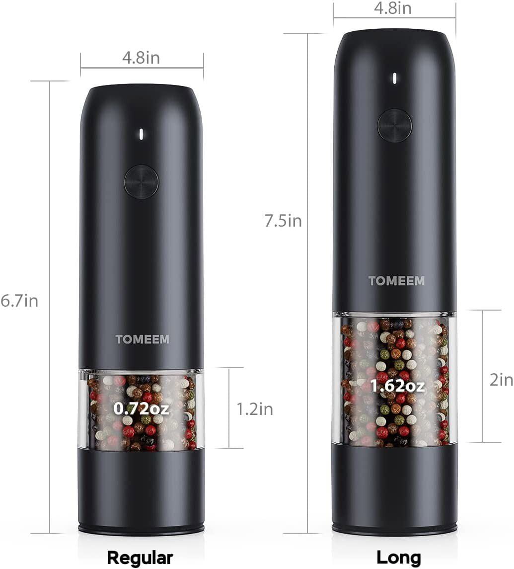 Tomeem Upgraded Larger Capacity Electric Salt and Pepper Grinder Rechargeable Usb Pepper Grinder Automatic Mill Shaker