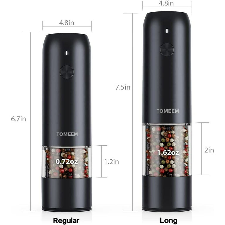 [TOMEEM Larger Capacity] Electric Salt or Pepper Grinder Rechargeable with  LED lights - Stainless Steel Automatic Pepper Grinder or Salt Grinder
