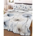 thumbnail image 2 of Blue Beige Spring Floral Summer Quilt Set Twin Size, Soft Microfiber Quilted Bedding Set with 2 Pillow Shams, Summer Botanical Watercolor Lightweight All Season Bedspread Coverlet for Bedroom 68"x86", 2 of 6