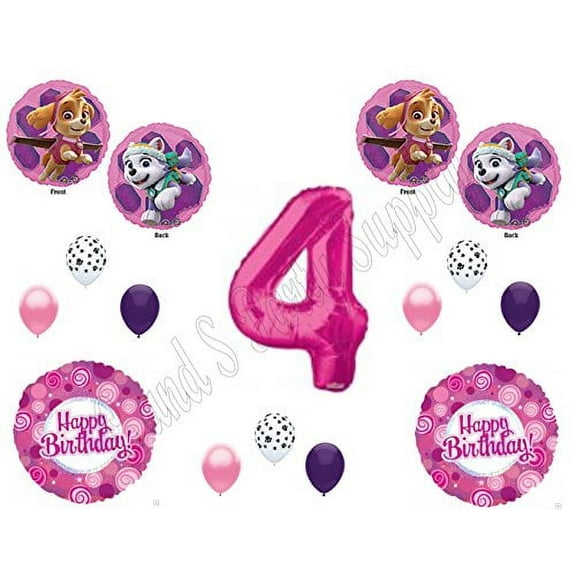 PAW PATROL SKYE & EVEREST 4th Fourth Birthday Balloons Decoration Supplies Party Chase Ryder