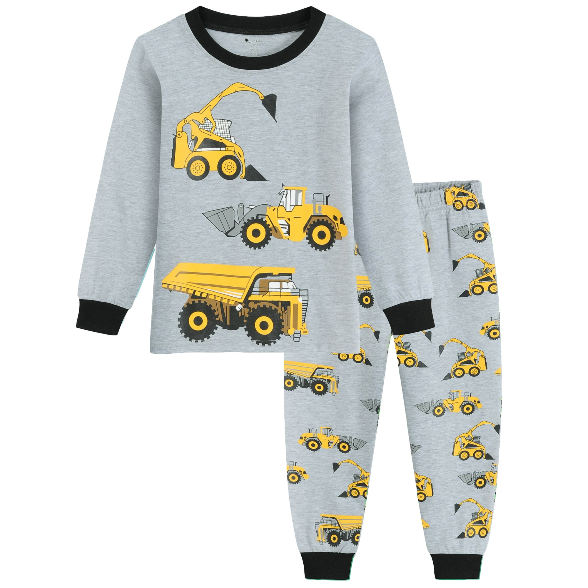 Little Hand Infant Boys Kids Sleepwear Pajamas Excavator Pattern 2pjs Size 2 7 Little Hand Gray 7t