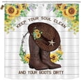thumbnail image 2 of 4PCS Western Cowboy Riding Horse Shower Curtain Set, Vintage Wild West Texas Ranch Country Rustic Farmhouse Bathroom Decor, Brown Shower Curtain, Non-Slip Bath Mat Toilet Rug, Life is A Rodeo, 2 of 8