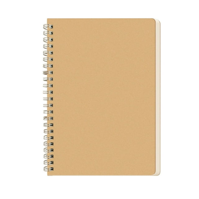 Khaki A5 Spiral Notebook 120 Pages - Kraft Paper Thickened Notebook For Writing Notes School Office Supplies 7.99X5.51 Inches 0.41 Lbs