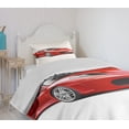 thumbnail image 4 of Ambesonne Modern Quilted Bedspread Set 2 Pcs, Italian Car Illustration, Twin Size, Charcoal Grey and Red, 4 of 6