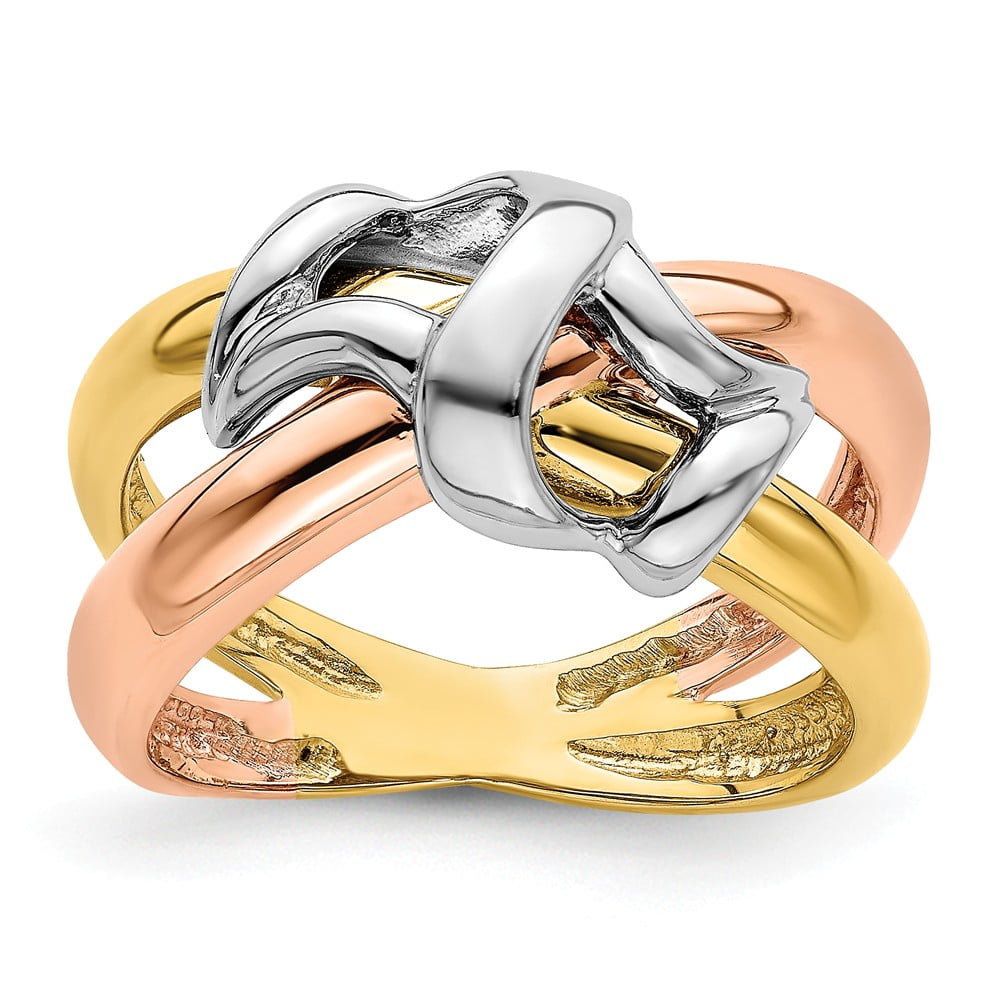Ring Women 14K Tri Color Gold Woven Band Ring, Size 7