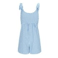 thumbnail image 5 of QATAINLAV Summer Plaid Romper for Women Casual Cute Tie Straps Sleeveless Short Jumpsuit Loose Fit Wide Leg Onesie Shorts Overalls Light Blue S Back to College Sale, 5 of 8