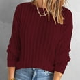 thumbnail image 2 of Fall Sweaters for Women Long Sleeve Crewneck Knit Hollow Out Sweaters Solid Color Casual Comfy Pullover Tops, 2 of 7