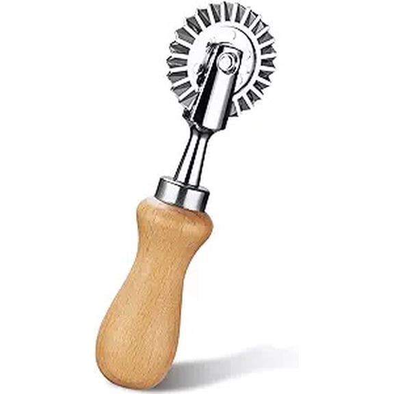 Pizza Cutter Wheel and Pasta Cutter, Biscuits Wheel Cutter with Short Handle, Ravioli and Noodle Dough Cutter with Ruffled Edge for Home Kitchen