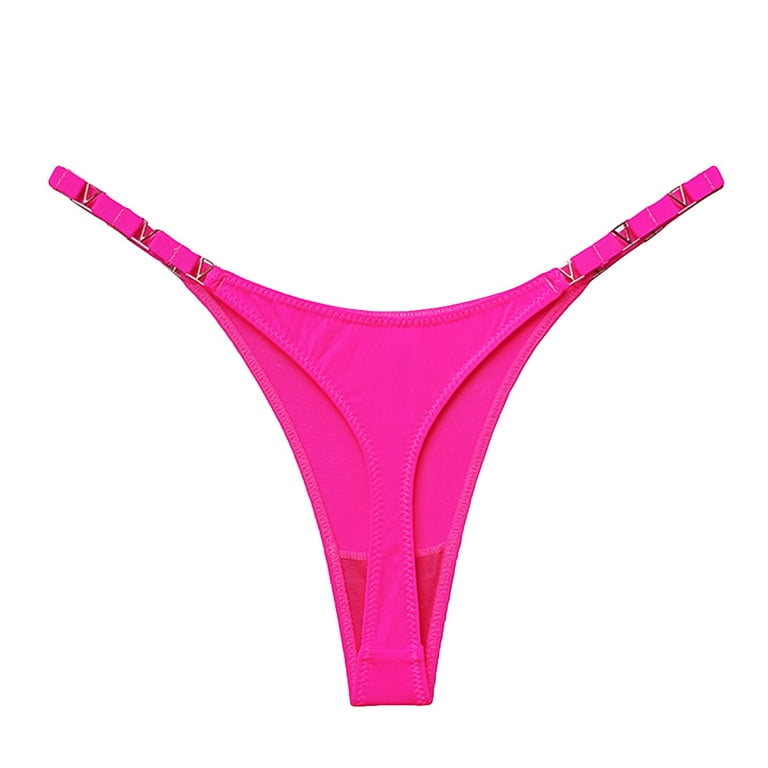 EHTMSAK Women's G String Thong Seamless Breathable Low Rise Soft Underwear  Hot Pink L 