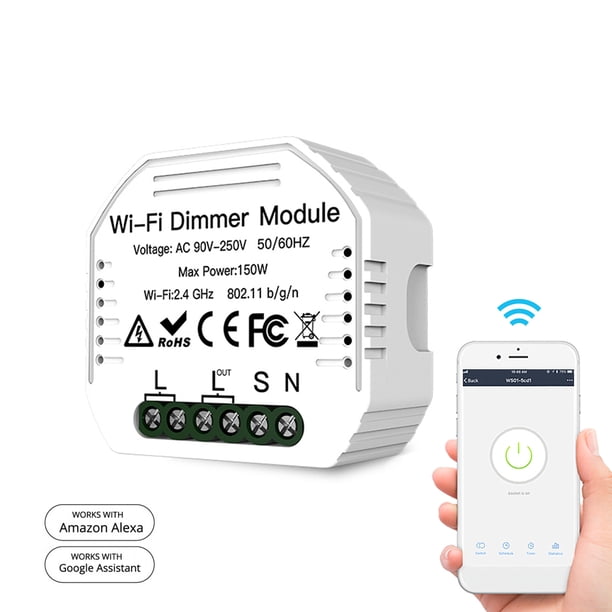 90 Wifi Dimmer Module Dimmer Switch Smart Light Switches 2 Way Switch Voice Control App Remote Control Timing Function Mini Design Walmart Com Walmart Com
