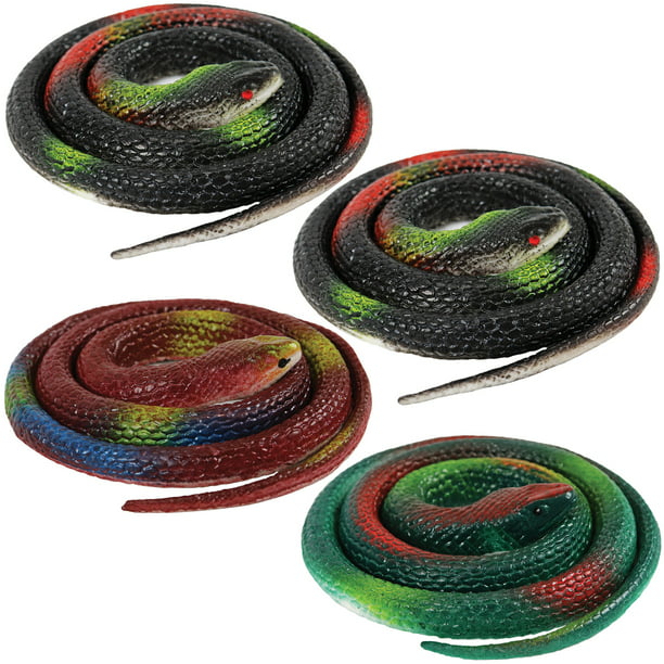 4 Pieces Realistic Rubber Fake Snake Toy 29 Inch Long, Green & Black ...