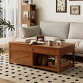 thumbnail image 2 of Harper & Bright Designs Rustic Lift Top Coffee Table with Storage, Rectangle Center Table with Hidden Compartment and Open Shelf, Large Coffee Table with Adjustable Desktop, Apricot Brown, 2 of 10