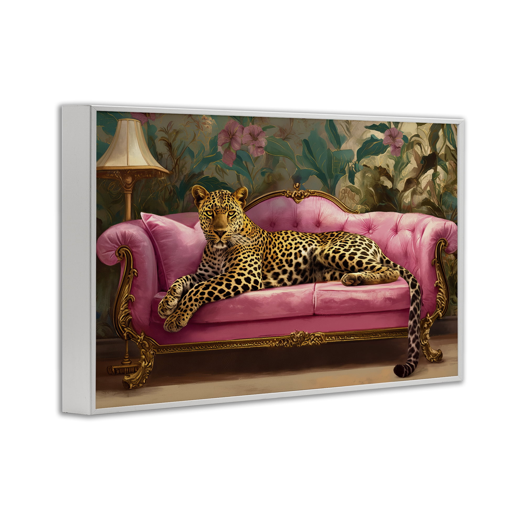 Stupell Industries Exotic Lounging Leopard White Framed Giclee Art, design by Tina LeCour