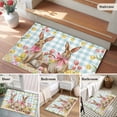 thumbnail image 6 of Rectangle Area Rug 2x3ft, Easter Rabbit Spring Tulip Non-Shedding Washable Area Rug, Blue Checkered Pastoral Flower Non Slip Low-Profile Rugs for Living Room, Bedroom Dining Room, 6 of 9
