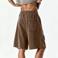 thumbnail image 4 of Ceisia Men Herringbone Wide Leg Shorts Elastic Drawstring Waist Soft Thick Loose Baggy Fit Daily Casual Home Lounge Short Pants Gifts for Father, 4 of 9
