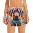 thumbnail image 2 of Picia Painted Flower Puppy Pattern Women's 2 in 1 Athletic Running Shorts High Waisted Workout Casual Gym Sweat Shorts with Comfy Liner Zipper Pockets-X-Large, 2 of 9