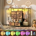 thumbnail image 6 of Winkalon Dresser with Clothes Rack 8 Drawer Dresser with Clothing Rack for Hanging Clothes Brown Dresser with Fabric Drawers & Charging Station, 6 of 9