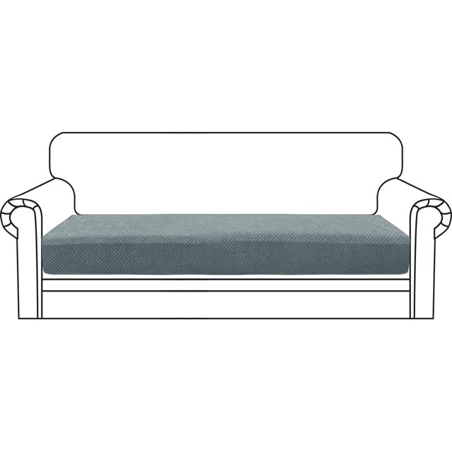 TRAHOO-Stretch Cushion Covers Sofa Cushion Couch Seat Covers Slipcovers Soft Replacement Unique Pattern Furniture Protector with Elastic Bottom (Light Gray, 1 Pc 3-Seat Cushion Cover)