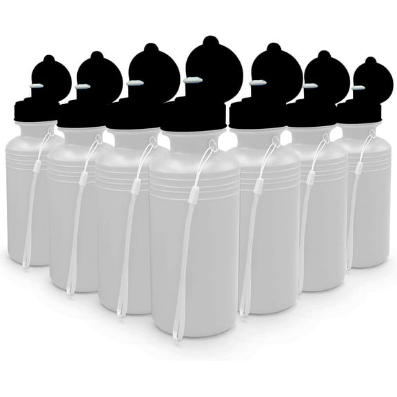 4E's Novelty 22 Pack Sports Water Bottles Bulk 18 oz BPA Free White Squeeze Bottles for Kids