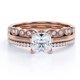 thumbnail image 1 of JeenMata Anillo de Compromiso Solitario - Juego de Anillos de Boda en Trío - Filigrana Art Déco Milgrain - Corte Cojín 2 Ct - Engaste Pavé 4 Puntas - Chapado Oro Rosa 18 K sobre Plata, 1 of 2
