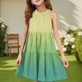 thumbnail image 2 of Abcomgle Summer Dress for Girls 10-12 Casual Halter Neck Sleeveless Girls Dresses Gradient A-line Sundresses Beach Swing Skirt 11-12 Years,Green, 2 of 7