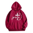 thumbnail image 3 of SIYUDAN Women's Sweatshirts Hoodies Jesus Loves You Hooded Sweatshirts Letter Print Christian Sweatshirt Oversized Pullover Sweatshirts Fall Clothing Women 2025 Casual Wear, 3 of 3