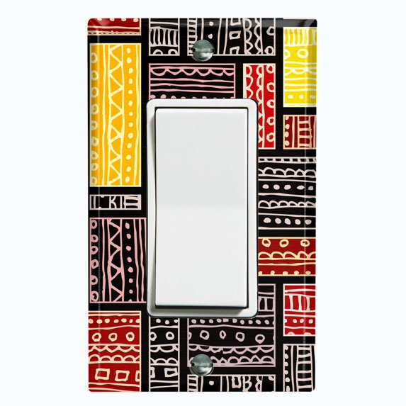 Metal Light Switch Plate Cover Colorful Safari African Tribal Art Pattern SFR003