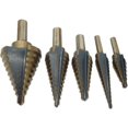 thumbnail image 3 of Broca avellanadora de 5 piezas, broca escalonada, con carcasa de aluminio profesional, vástago hexagonal, con amortiguador de centrado automático, perforación precisa en acero, metal, 3 of 5
