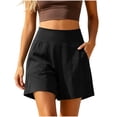 thumbnail image 2 of Hurxie Women's Bermuda Shorts High Waisted Athletic Long Shorts with Pockets for Running Yoga Casual Black,S, 2 of 6