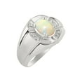 thumbnail image 3 of RYLOS 14K White Gold Ring 8X6MM Oval Gemstone & Diamond Unisex Rings Opal African October Birthstone Ring Size 8, 3 of 5
