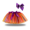 thumbnail image 2 of XQYLOS Rainbow Tutu Skirt - Color Block Tulle Skirt with Matching Hair Bow, Ballet Recital Skirt & Holiday Party Outfit, 2 of 5