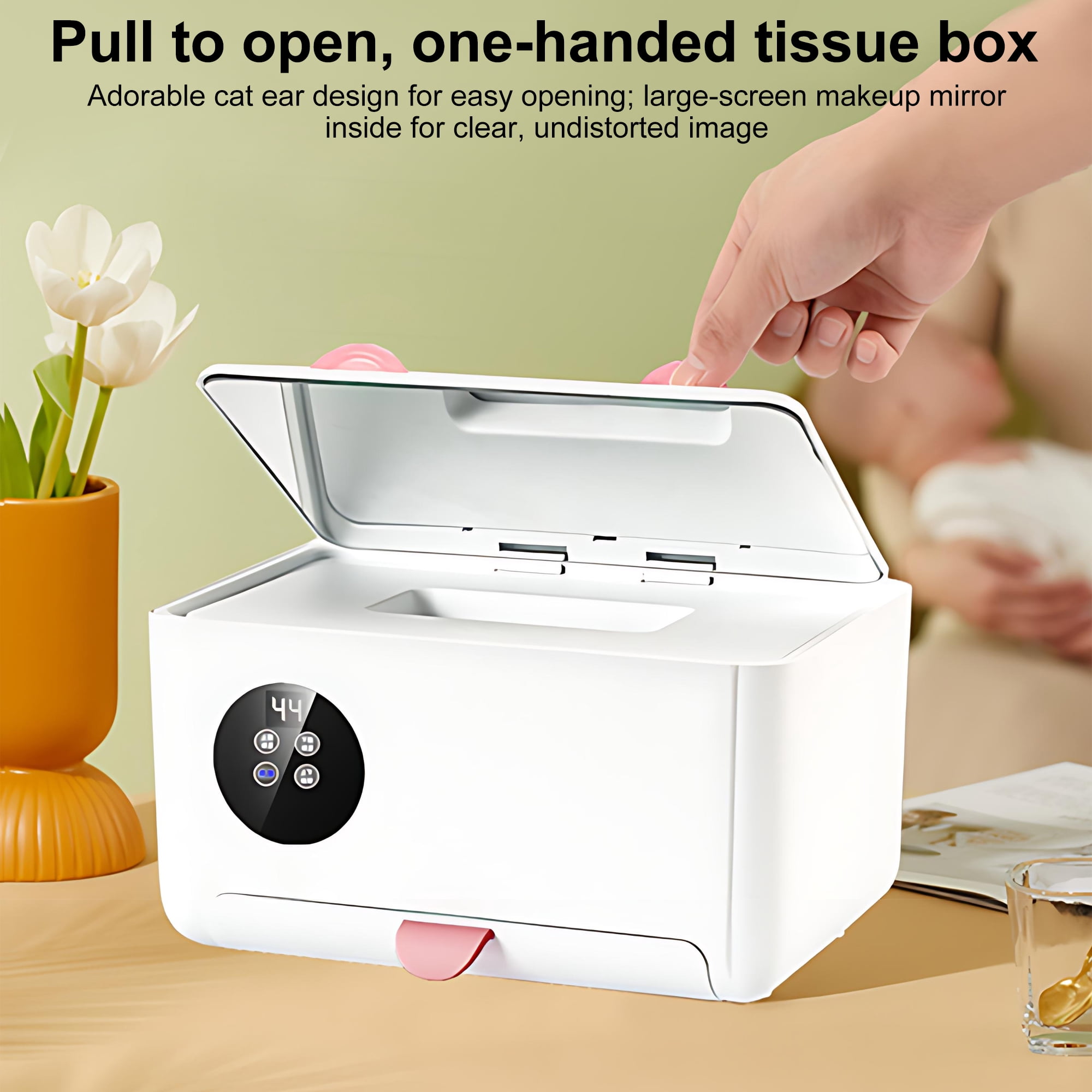 INSMART Baby Wipe Warmer, Baby Wipe Dispenser Box with Spring Design, 4 Modes Temperature, Dual Heating Chambers for Diaper, Facial Mask