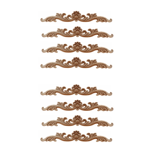 Apliques Y Calcomanías de Madera de 8 Piezas, Sin Pintar, Apliques Decorativos de Madera Tallada para Bricolaje, para Armario Puerta Cama Guardarropa