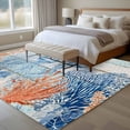 thumbnail image 5 of Summer Ocean Washable Living Room Rugs 5'x7', Coastal Jellyfish Orange Corals Shells Teal Wooden Low Pile Throw Large Area Rugs Non-Slip Sturdy Edge Binding Carpet for Dining Room Bedside Kitchen, 5 of 9