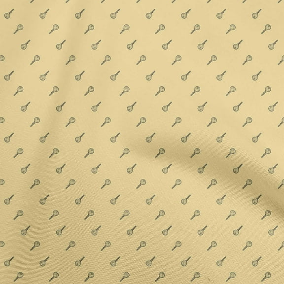 oneOone Cotton Silk Pale Yellow Fabric Minimal Retro Key Craft Projects Decor Fabric Printed By The Yard 42 Inch Wide