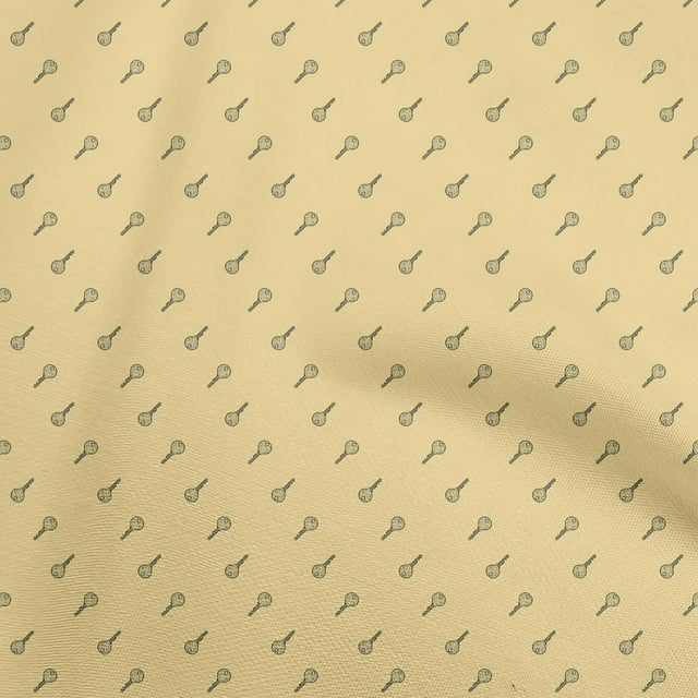 oneOone Tissu Flex Coton Jaune Pâle Minimal Rétro Clé Projets de Couture Tissu Imprimé au Mètre 40 Pouces de Large