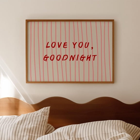Love You Goodnight Print, Colorful Bedroom Wall Art UNFRAMED PAPER POSTER, Home Decor, Vintage Gift, Living Room Dercor