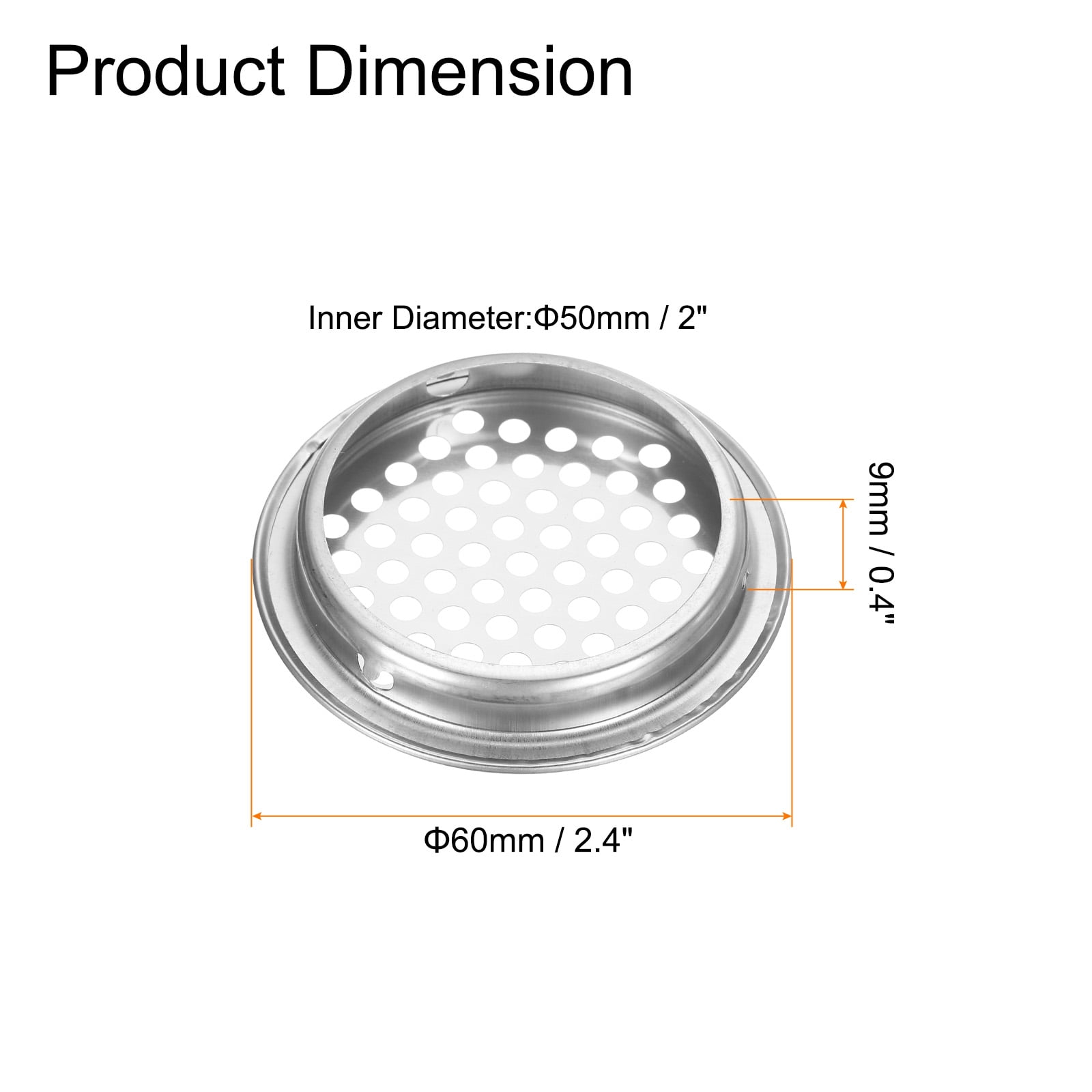 Unique Bargains Stainless Steel Vent Mesh Air Vents Circular Flat Soffit Vent 2" Silver