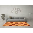thumbnail image 3 of Ahgly Company Indoor Square Checkered Orange Modern Area Rugs, 7' Square, 3 of 4