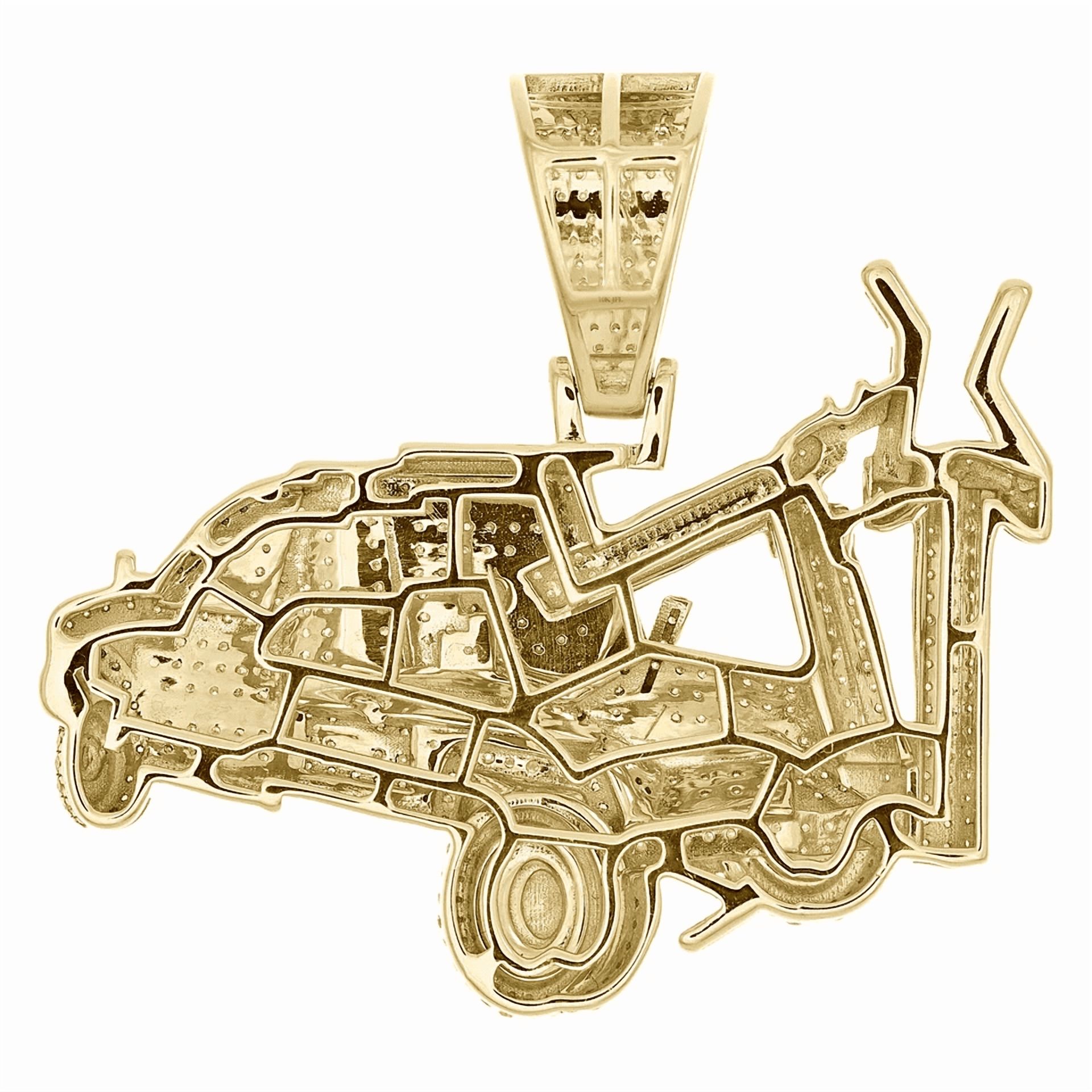 Radiant Jewelry Men's Tow Truck Charm Pendant | 2CT CZ Diamond | 1.5 Inch Hip Hop Jewelry | 10K Yellow Gold Plated