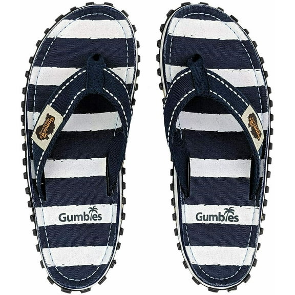 Gumbies Islander Women's Flip-Flops Sandals - Navy & White Deck Chair - Size 5
