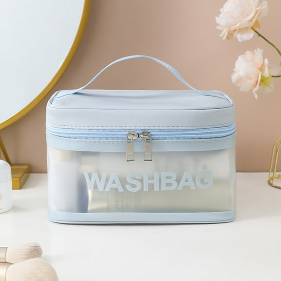Large Capacity PVC Wash Bag | Portable Waterproof Makeup Organizer | Colorful Toiletry Travel Case | Multipurpose Storage Pouch with Handle | 22x16x14cm | 1 Pack | For Women & Men