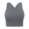 thumbnail image 4 of Wang6 Womens Cropped Workout Tank Tops with Built in Bras Summer Sleeveless Yoga Tops Racerback Running Gym Athletic Tees 0511liGrey L, 4 of 4